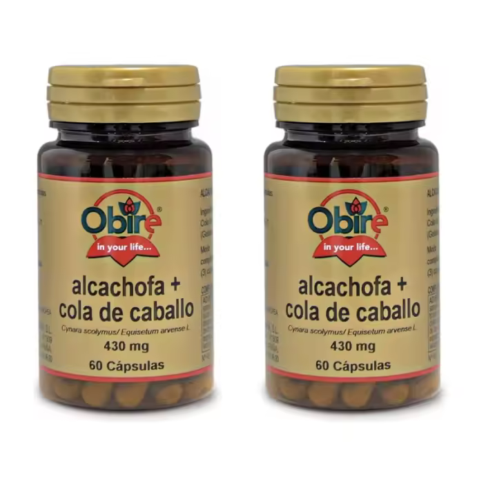 Pack de 2 unidades de cápsulas de ALCACHOFA+COLA CABALLO de OBIRE - 1