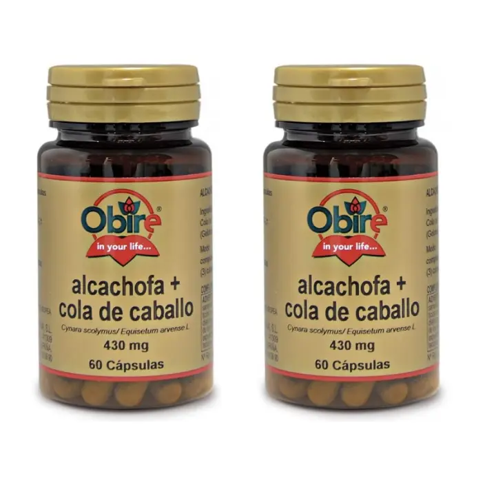 Pack de 2 unidades de cápsulas de ALCACHOFA+COLA CABALLO de OBIRE - 1
