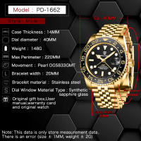 Reloj Mecánico Para Hombre PAGANI DESIGN PD-1662 Cristal De Sapphire GMT Resistente Al Agua 100M Acero Inoxidable Deportivo Con Calendario Completo - details 0