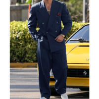 Traje Formal Para Hombre Doble Botón Boda 2 Piezas Traje De Moda Con Pantalones Estilo Casual Material COTTON Polyester Wool - details 6