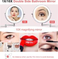 Recargable Espejo Maquillaje con Luz Aumento 1X / 10X, 8 Pulgad Baño de Pared con Regulable 3 Color Luces, Doble Cara con 360 Rotación - details 2