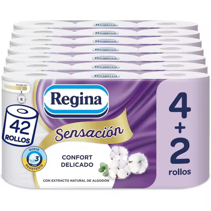 Regina Sensación - 42 Rollos de Papel Higiénico, 175 Hojas de 3 Capas - 1