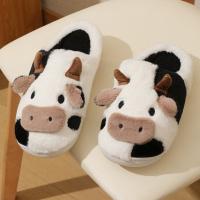 Pantuflas De Invierno Para Parejas Con Diseño De Vaca De Peluche Cálido Antideslizantes Comodidad Para Hombres Y Mujeres - details 4