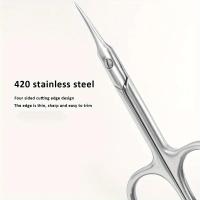 Tijeras De Cutícula De Acero Inoxidable Con Punta Curvada Y Cuchilla Delgada Para Eliminar Piel Muerta Herramientas De Manicura Y Cejas - details 0