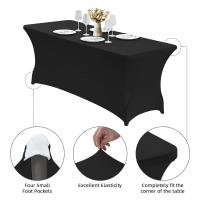 Funda De Mesa Elástica De Spandex Para 6FT/4FT Universal Ajustable Para Fiestas Banquetes Bodas Y Eventos Resistente Al Aceite Estilo Sólido - details 3