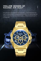 Reloj De Pulsera De Lujo Para Hombres MEGIR De Acero Inoxidable Con Calendario Y Luz Aérea Cronógrafo Resistente Al Agua Reloj De Moda Casual - details 2