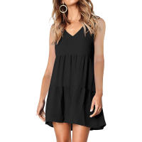 Vestido De Verano Para Mujer Estilo Casual Color Sólido Vestido Sin Mangas Cuello En V A-Line Largo Mini Polyester - details 1
