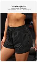Shorts Deportivos Elásticos Para Mujer Con Bolsillos Yoga Leggings Falsos Para Correr Y Entrenar Talla Verdadera - details 2