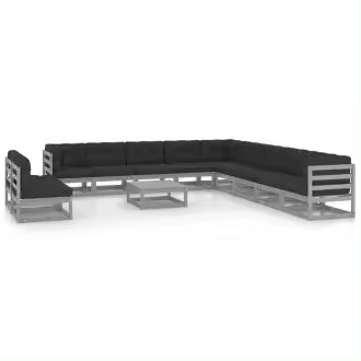 VIDAXL juego de sofás y mesa para exterior de madera maciza de pino color gris vida xl - 1