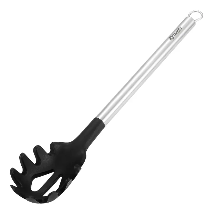 Family - Utensilios de Acero y Silicona para Cocina Antiadherente y Resistentes al Calor  sin BPA  Espátula  Cucharón  Espumadera  Cazo de servir  Cuchara espagueti - 1