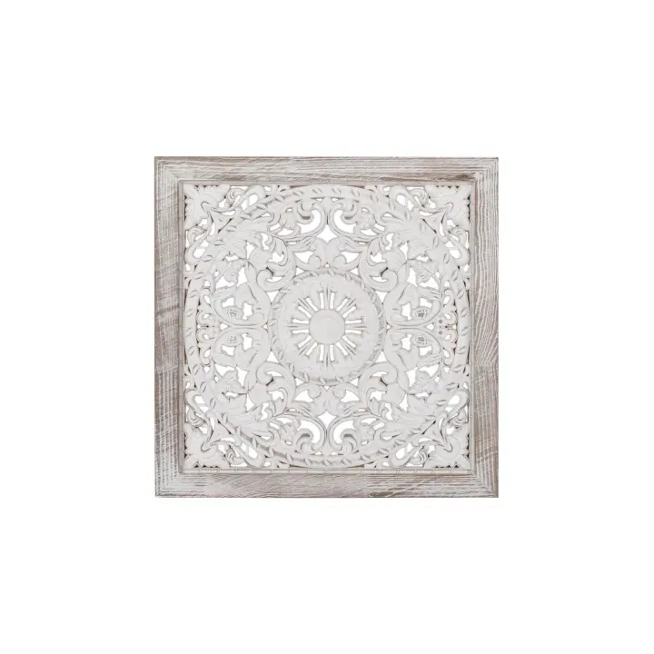 Adda Home Cuadro Madera Calada Blanco 43x43 Cm - Decoración de Pared - 1