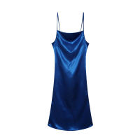 Vestido De Seda Con Sección Cruzada De Color Sólido Para Mujer Vestido De Caudal Con Punta De Sirena De Verano Ajustado Y Sexy - details 19