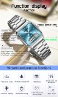 Reloj De Pulsera Cuarzo Digital Para Hombre SANDA 747 Resistente Al Agua Acero Inoxidable Estuche Cuadrado Luminoso Y Resistente Al Shock - details 8