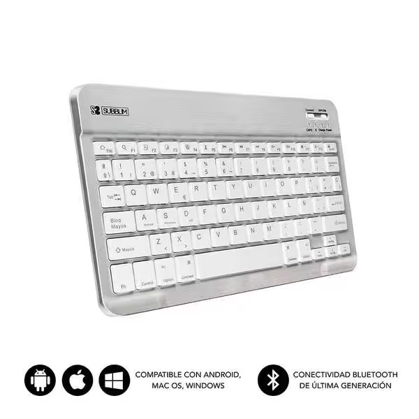 Teclado Smart Bluetooth Subblim - Ultrafino y Ultraligero - Conectividad Wireless Bluetooth 3.0 - Compatible con Apple, Android, Windows y Smart TV - 1