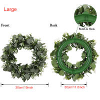 Corona De Eucalipto Artificial Para Puerta Delantero Decoración De Pared Hogar Primavera Verano Faux Eucalipto Para Centros De Mesa - details 0