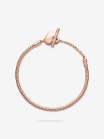 Pandora Moments with Cadena de Serpiente y Barra en T with Corazón-Baño de Oro Rosa de 14 K - details 3