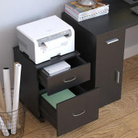 HOMCOM Cajonera de Oficina y Hogar Tipo Archivador de Madera Móvil con Ruedas y 2 Cajones 41x39x58cm Negro - details 1