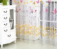 Cortinas De Ventana De Tela Gauze Natural Con Mariposas Y Ramas Para Dormitorio Y Sala De Estar Estilo Rustico Impresión En Ventana - details 7