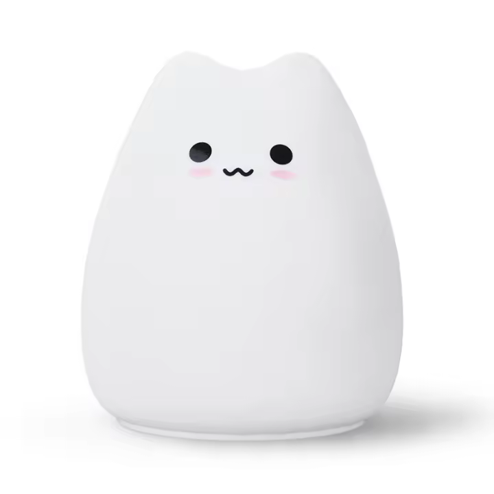 Lámpara Nocturna Infantil De Gato Kawaii Mini Toque Color-Cambio Protección Ocular Para Dormitorio Regalo Para Niños Forma De Animal ABS - 1