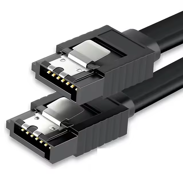 CABLEPELADO Cable SATA III Datos 6G con Anclajes, Cable de Datos SATA 6Gbps, Cable Serial ATA III con Clips, Cable para Disco Duro/SSD SATA, Serial ATA 6G, Negro, 50 cm - 1