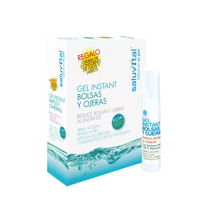 SALUVITAL Gel Instantáneo Bolsas y Ojeras con Extractos Descongestivos 100% Naturales.10 ml. Todo tipo de pieles. - 1