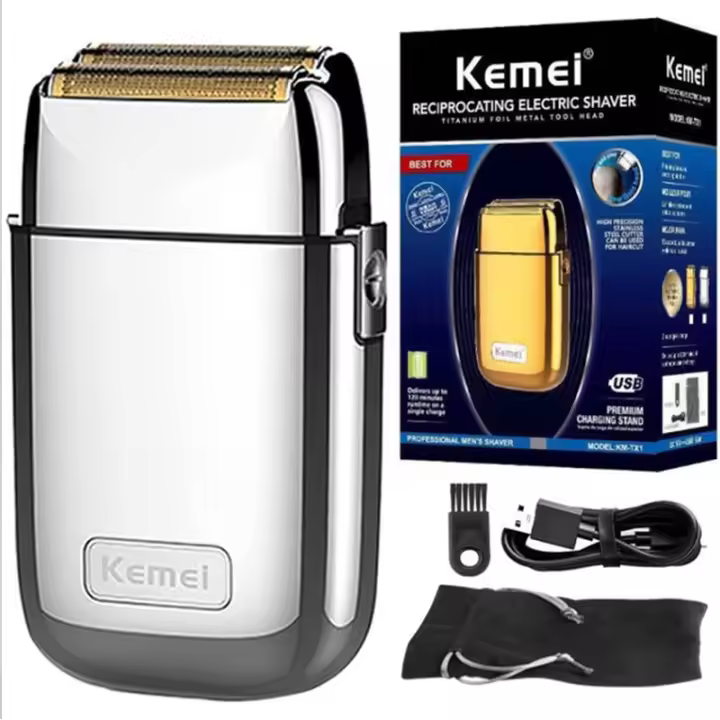 Kemei TX1 Afeitadora Eléctrica Recargable Para Hombres Con Cabezal De Metal Para Barba Y Cabello Afeitado Fin Fading - 1