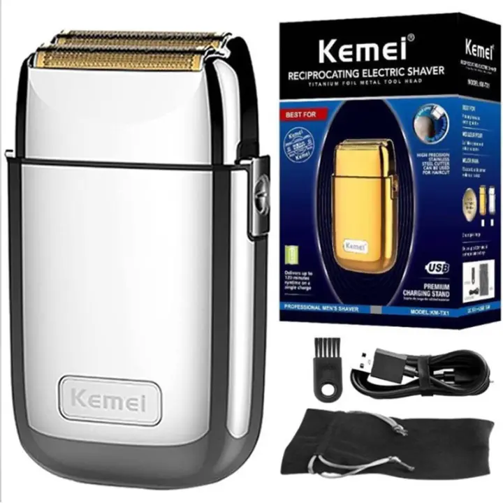 Kemei TX1 Afeitadora Eléctrica Recargable Para Hombres Con Cabezal De Acero Inoxidable Para Barba Y Cabello Máquina De Afeitar Seco Y Húmedo - 1