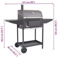 vidaXL Barbacoa Ahumador al carbón con estante inferior negro - details 6