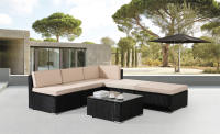 AREBOS Muebles jardín de poliratán Lounge Barcelona 5 personas combinable negro - details 1