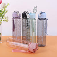 Botella Deportiva De Agua Con Tapa Y Mangos De 800ml Para Niños Y Niñas Botella Motivacional Portátil Para Deporte Y Viajes - details 1