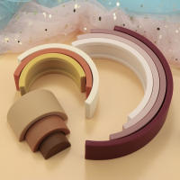 Juego De Bloques De Construcción Para Bebés 10Pcs/set En Forma De Arcoíris De Silicona BPA Libre Juguetes Educativos Montessori Para Masticar Y Aprender - details 3