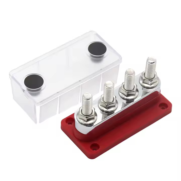 Bloque De Distribución De Energía 600A Con 4 X 3/8 Postes Caja De Barra De Autobús 48V DC Para RV Accesorios Y Piezas De Automóviles - 1