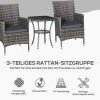 Conjunto de muebles de balcón Conjunto de 2 muebles de jardín de ratán Poly Rattan - details 1