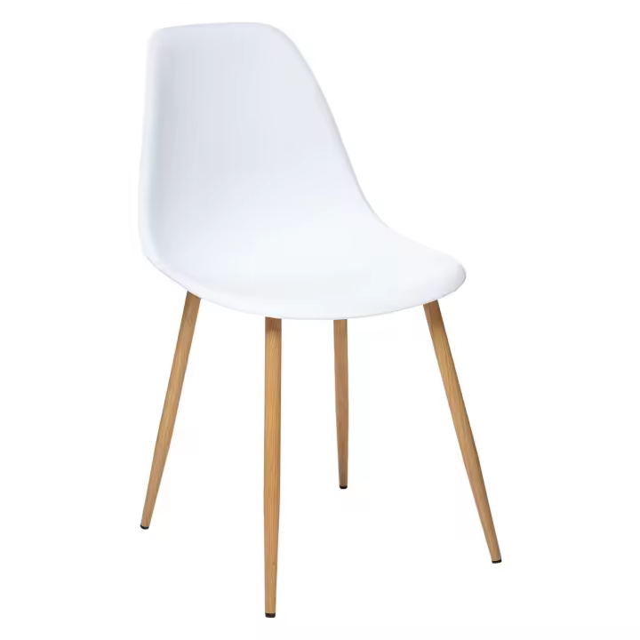 Taho Conjunto 2 Sillas Blanco & Patas Madera Claro - Estructura PVC & Metal, Medidas 46 - Diseño Nórdico y Moderno - 1