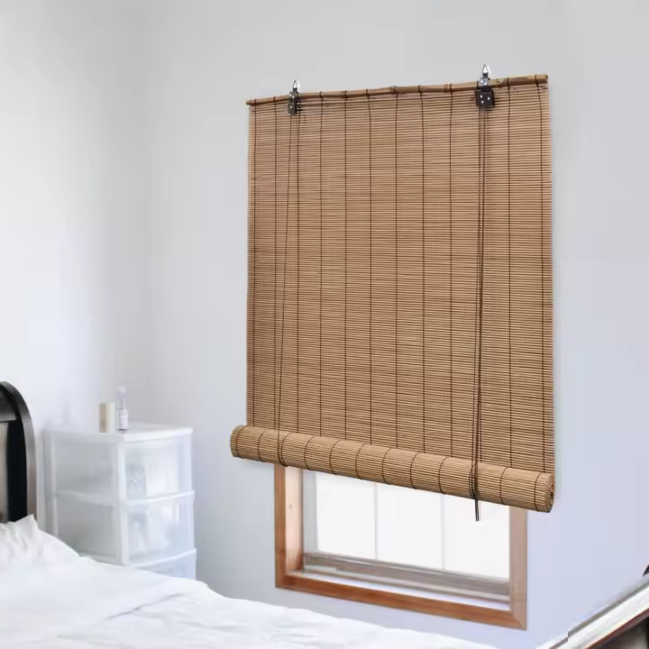 Persiana enrollable de bambú marrón 100x220 cm - 1