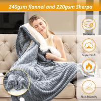 Edredón Eléctrico De 130*150Cm/50*60Inch Con Estampado De Rayas Flannel 6 Niveles De Ajuste De Temperatura Y 5 Niveles De Despido Automático Lavable - details 1