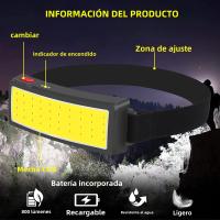 Linterna Frontal LED COB 180° Con 3 Modos Recargable Por USB Lámpara De Cabeza Para Senderismo Y Camping - details 8