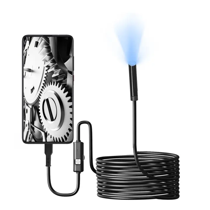 Cámara De Endoscopia Con Luz 1920P HD Borescope 8 Luces LED Ajustables Dual Lente IP67 Impermeable Cámara De Inspección - 1