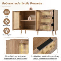 Vintage Mueble lateral de Ratón con 2 Puertas Y 3 compartimientos con mango Negro para Cocina y Sala de estar (Madera natural) - details 4