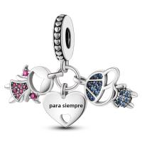Encanto De Colgante De Árbol De Familia Platinado En Plata Para Pulsera De Bangle Y Collar DIY Regalo Con Doble Vuelo Aéreo - details 198