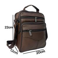 MEJORADA Bolso de hombro de cuero genuino para hombre, bandolera Vertical de piel auténtica multibolsillo para hombre - details 0