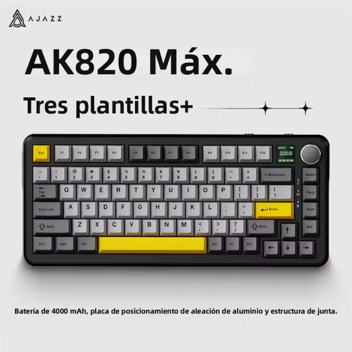 Teclado mecánico AJAZZ eje magnético AK820MAX Gaming con cable triple manera personalizable teclado de 82 Teclas interfaz USB - 1