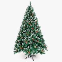 Árbol de Navidad Artificial Decorado 120-180cm con Efecto de Nieve y Conos de Pino Decorativos, Bayas Rojas - Soporte Metálico - Instalación Fácil y Rápida. - details 0