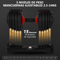 48kg Mancuerna Ajustable,Pesas y Mancuernas,Mancuernas Cortas Ajustables,15 Niveles de Peso,Ajuste Rápido Ajuste Con Una Sola Pulsación,Juego de Mancuernas con Discos de Pesas - details 3