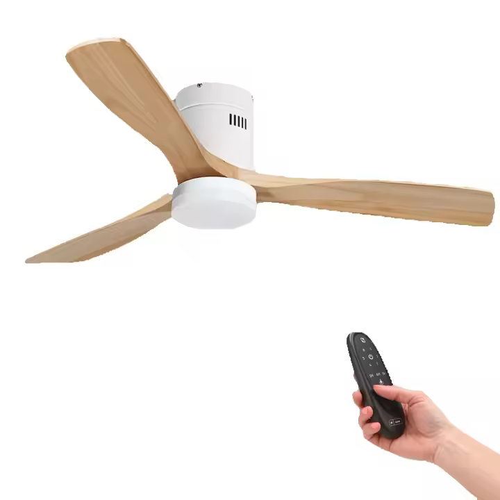 Ventilador de Techo Led White Energy Ledme 40W blanco con 3 elegantes aspas de madera noble, 6 velocidades a seleccionar, temporizador, mando a distancia, silencioso y luz regulable, luz cálida, luz fría y luz neutra, ideal para decoración y diseño - 1