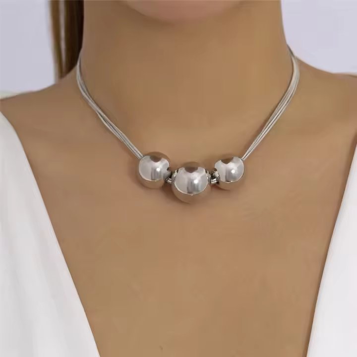 Collar Gótico De Calidad Con Cadena Serpiente Torcida Para Mujer Punk Con Colgante De Bola Grande Collar Clavícula Grunge Joyería Steampunk - 1