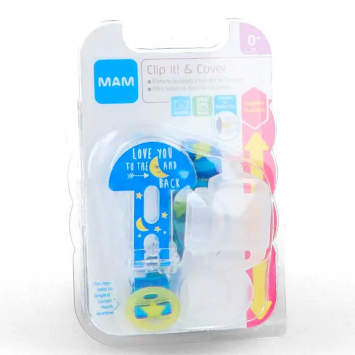 Mam Clip It! & Cover Azulon Ref. S184 - Adaptable a Chupetes - Diseño Divertido - 1