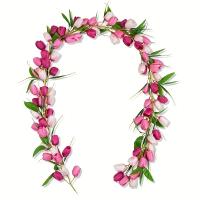 Nueva Rama De Tulipán Imitada Cifrado Para Decoración De Casa Y Boda Al Aire Libre Adorno De Puerta Corona De Flores De Tulipán - details 0