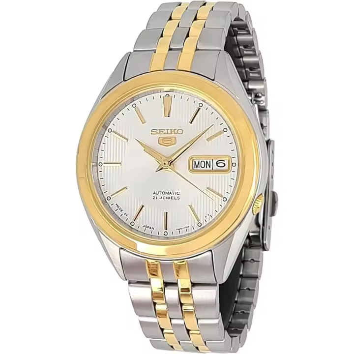 reloj automático unisex Seiko 5 SNKL24J1 Hecho en Japón 38mm 30m WR correa de acero - 1