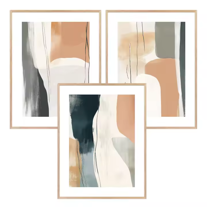 Conjunto de 3 láminas decorativas para el hogar con diseños abstractos  - Arte de pared elegante -  Láminas para decoración del hogar - Láminas decorativas - 1